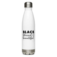 Load image into Gallery viewer, Black - Blessed - Beautiful Stainless Steel Water Bottle