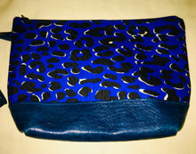 Load image into Gallery viewer, Genuine Leather &amp;  African Ankara Fabric Zippered Pouch
