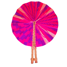 Charger l&#39;image dans la galerie, Motherland Fans: African Ankara Print Handheld Folding Hand Fan with leather accents (assorted colors)
