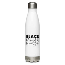Load image into Gallery viewer, Black - Blessed - Beautiful Stainless Steel Water Bottle
